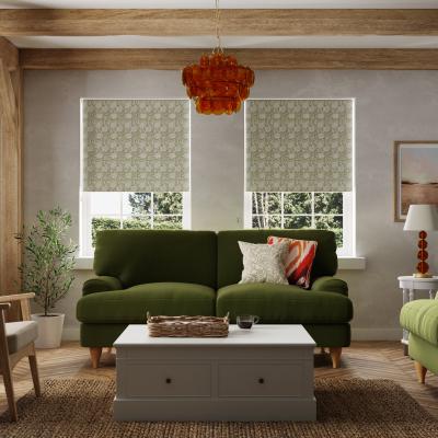 Dunelm Woodblock Moss Green Floral Blackout Roller Blind Moss Green
