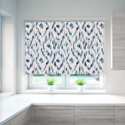 Dunelm Charvak Ocean Blackout Roller Blind Purple, Blue and White