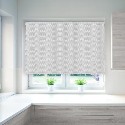 Dunelm Chevron Grey Blackout Roller Blind Grey and White