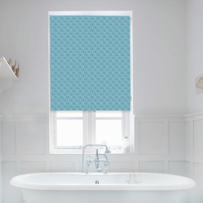 Dunelm Kiso Peacock Blue Blackout Roller Blind Blue and White
