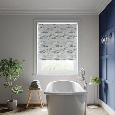 Dunelm Shoal Moisture Resistant Blackout Made to Measure Roller Blind Shoal Marine Blue