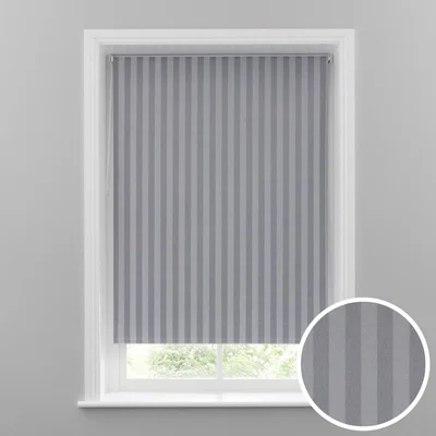 Dunelm Grey Stripe Blackout Roller Blind Grey