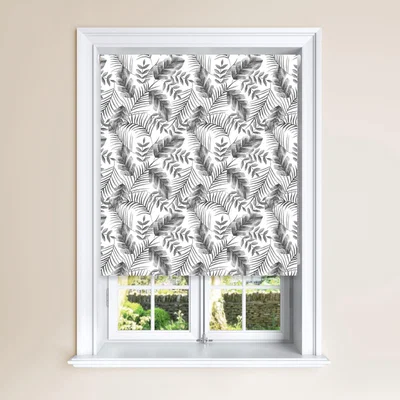 Dunelm Monochrome Palm Leaf Blackout Roller Blind Black and White