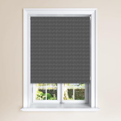 Dunelm Fan Charcoal Geometric Blackout Roller Blind Charcoal and White