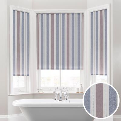 Dunelm Coastal Stripe Blue Daylight Moisture Resistant Roller Blind Blue