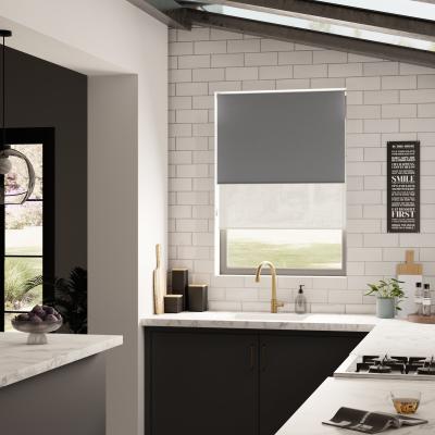 Dunelm Sheer Charcoal Blackout Double Roller Blind Charcoal