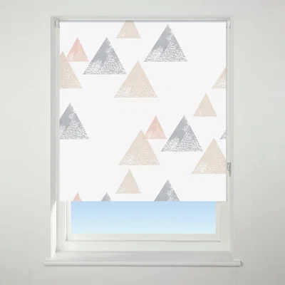 Dunelm Universal Patterned Textured Triangle Coral Blackout Roller Blind Beige/White/Grey