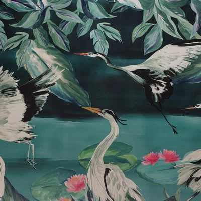 Habitat Habitat Japonica Crane Blackout Roller Blind - 4ft - Teal