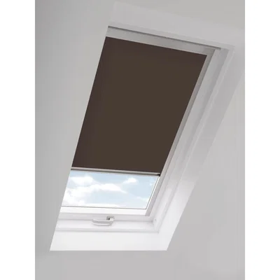 John Lewis John Lewis & Partners Blackout Skylight Blind with Silver Frame, Brown