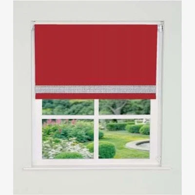 The Range Straight Diamante Edge Border Blackout Roller Blind - Red / 85cm