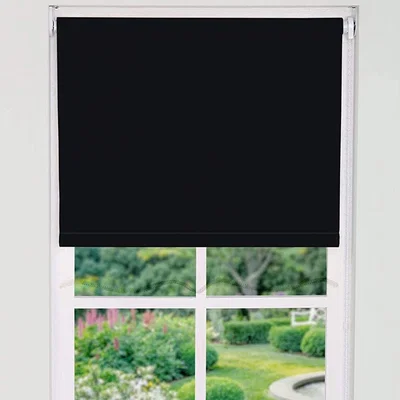 The Range Trimmable Thermal Blackout Roller Blinds - Black / 75cm