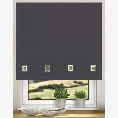 The Range Easy Fit Trimmable Square Eyelet Roller Blinds - Black / 120cm