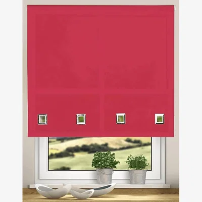 The Range Easy Fit Trimmable Square Eyelet Roller Blinds - Red / 240cm