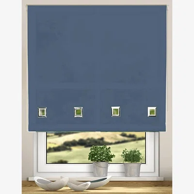 The Range Easy Fit Trimmable Square Eyelet Roller Blinds - Navy / 210cm