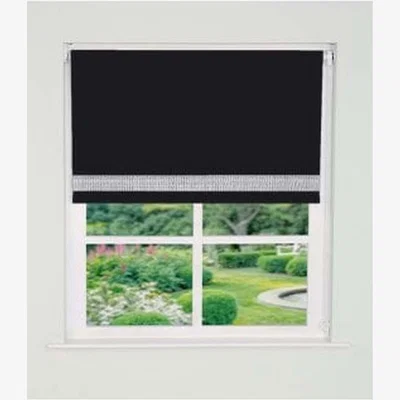 The Range Straight Diamante Edge Border Blackout Roller Blind - Black / 70cm