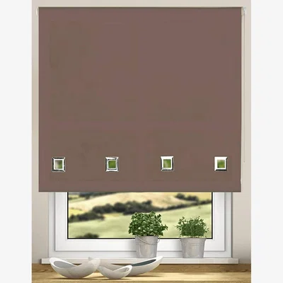 The Range Easy Fit Trimmable Square Eyelet Roller Blinds - Chocolate / 90cm