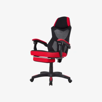 The Range Ergonomic High Back Gaming Chair with Footrest - Red & Black