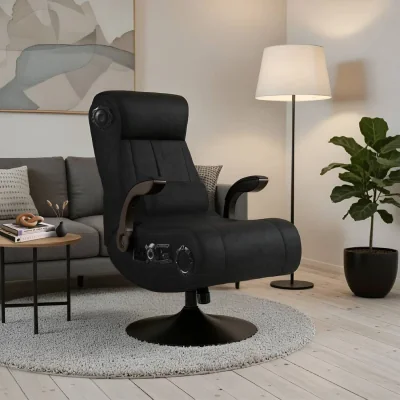 The Range X Rocker Deluxe Chenille Gaming Chair - Black