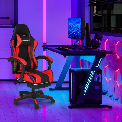 The Range Premium LED Gaming Chair with Footrest - Red