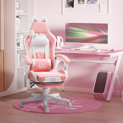 The Range HOMCOM Reclining Gaming Chair Computer Chair with Footrest - Pink