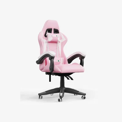The Range Reclining High Back PU Leather Gaming Chair with Headrest and Lumbar Support - Pink