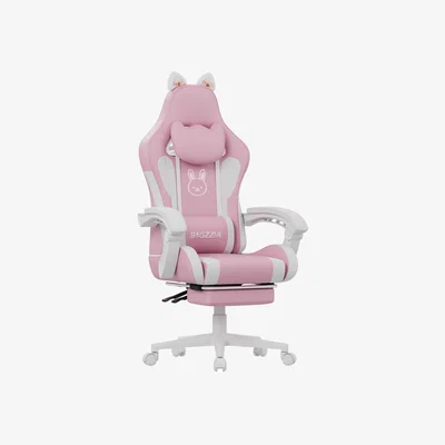 The Range Cute Gaming Chair with Cat Ears and Massage Lumbar Support - Pink