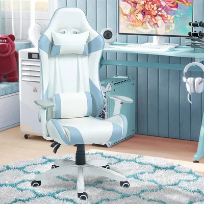 The Range HOMCOM Gaming Chair PU Leather Computer Chair - Light Blue