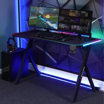 The Range X Rocker Lumio XL RGB Neo Motion TM SYNC Gaming Desk - Black
