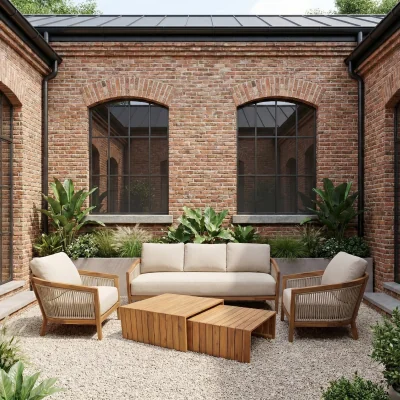Barker and Stonehouse Barzio Lounge Set, Wooden, Neutral | Barker & Stonehouse