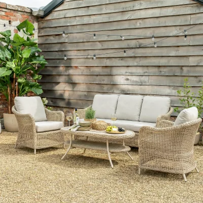 Barker and Stonehouse Bellano Lounge Set, Rattan, Neutral | Barker & Stonehouse