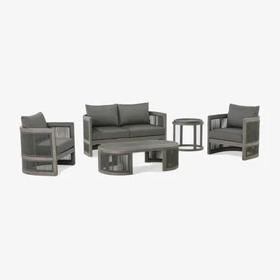 Barker and Stonehouse Tonga Lounge Set, Wooden, Grey | Barker & Stonehouse
