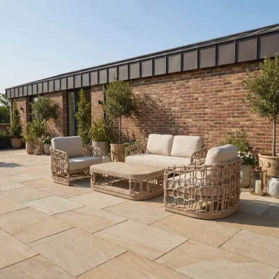 Barker and Stonehouse Trezzone Lounge Set, Wooden, Neutral | Barker & Stonehouse