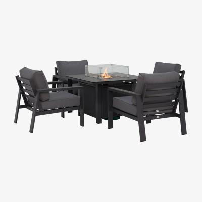 Barker and Stonehouse Rio Garden 4 Seater Square Firepit Set, Grey | Barker & Stonehouse