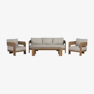 Barker and Stonehouse Tignale Lounge Set, Wooden, Grey | Barker & Stonehouse