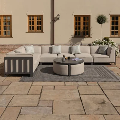 Dunelm Maze Ibiza Large Corner Garden Sofa Set with Round Coffee Table