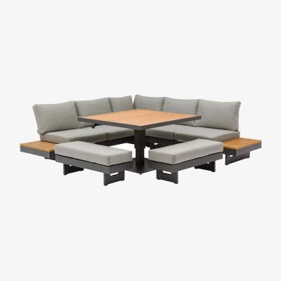 John Lewis Bramblecrest Vilamoura 8-Seater L-Shape Square Garden Lounge Set with Height Adjustable Table, Anthracite