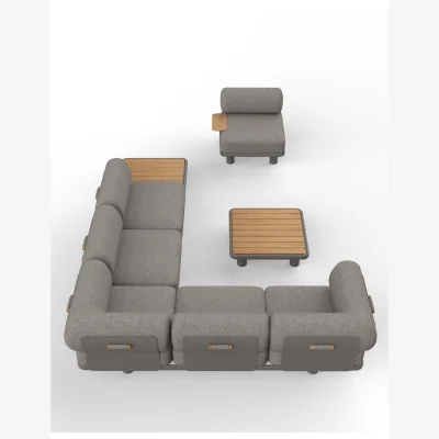 Marks & Spencer Royalcraft Leox Modular 5 Seater Garden Corner Sofa Set Light Brown