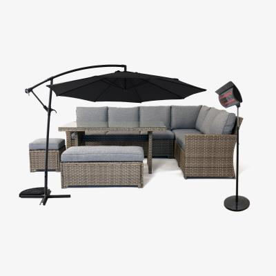 Out & Out Original Palma Lounge Set Bundle - Seville Parasol and Florina Patio Heater