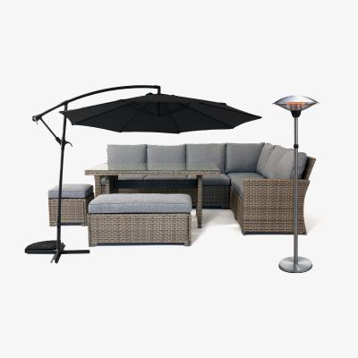 Out & Out Original Palma Lounge Set Autumn Bundle - Seville Parasol and 2100w Verona Patio Heater