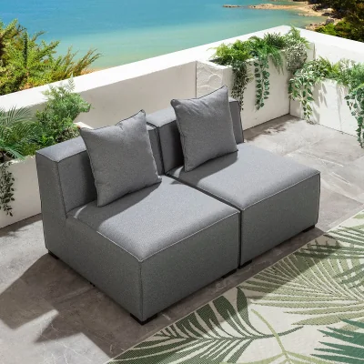 Quatropi Small Modular Outdoor Garden Sofa Set Grey 140cm