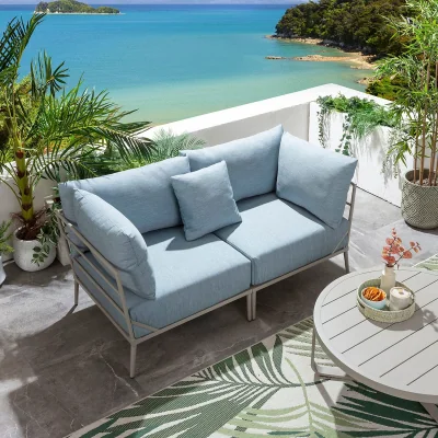 Quatropi Modular Outdoor Garden Sofa Set Aluminium Sky Blue 170cm