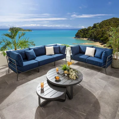 Quatropi Modular Outdoor Garden Sofa Set Aluminium Dark Blue