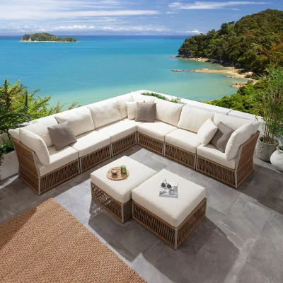 Quatropi Modular Outdoor L-Shape Garden Corner Sofa Set Aluminium Neutral Beige 288x288cm