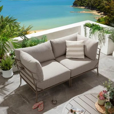 Quatropi Modular Outdoor Garden Sofa Set Aluminium Cream Beige 170cm