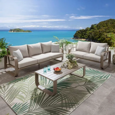 Quatropi Modern 5 Seater Garden Sofa Set & Coffee Table Aluminium Cream