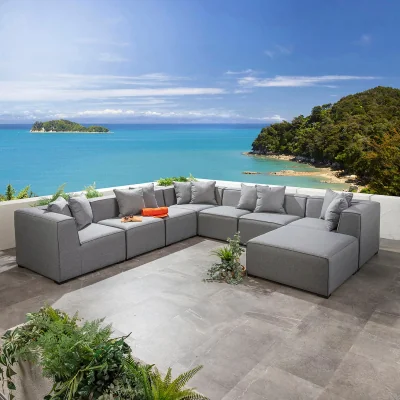Quatropi Large Modular Outdoor Garden Corner Sofa Set with Footstool Grey 320x320cm