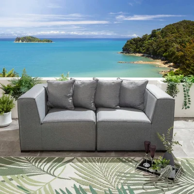 Quatropi Small 2 Seater Modular Outdoor Garden Sofa Set Grey 180cm