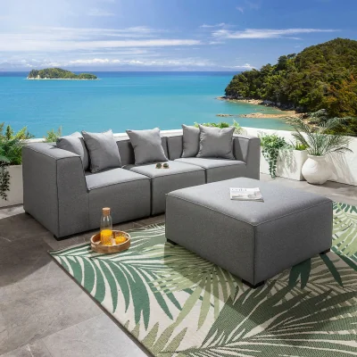Quatropi 3 Seater Modular Outdoor Garden Sofa Set with Footstool Grey 250cm