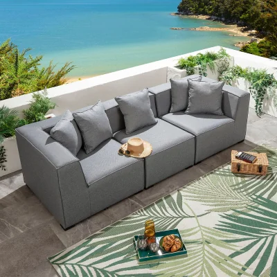 Quatropi 3 Seater Modular Outdoor Garden Sofa Set Grey 250cm