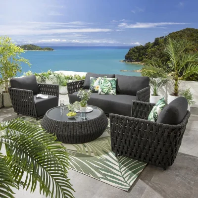 Quatropi Luxury 5 Seat Outdoor Garden Sofa Set With Armchair Coffee Table Grey